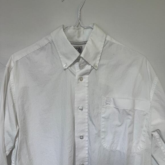 Cinch Mens White Button Down Long Sleeve Shirt XS Western Classic Fit Solid Work - Picture 2 of 15